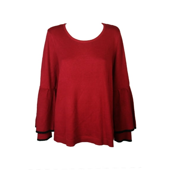 Style & Co Red Ruffled-Sleeve Sweater 1X
