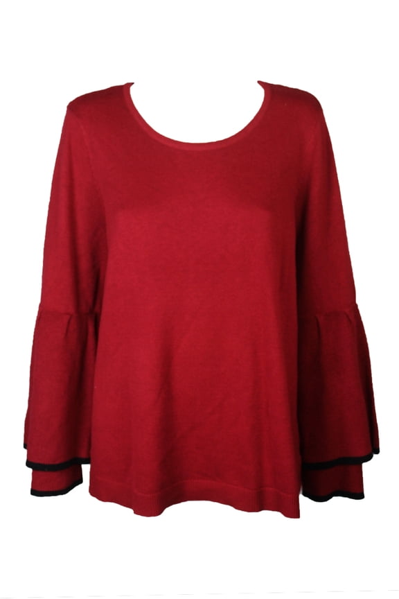 Style & Co Red Ruffled-Sleeve Sweater 1X