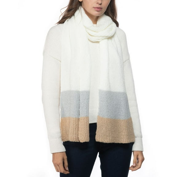 Style & Co Rib Striped Muffler Scarf, White