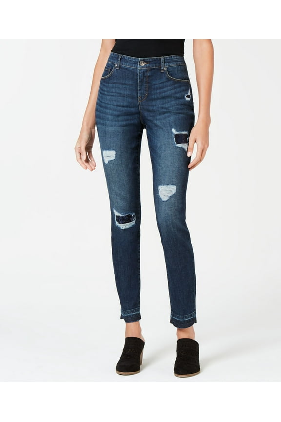 Style & Co Rip Repair Sequin Curvy Skinny Jeans Cider 14