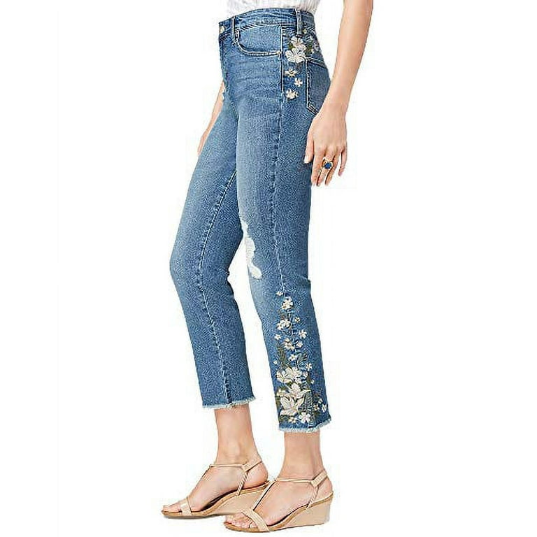 Style Co Ripped Embroidered Crop Jeans Berkshire 12 Walmart