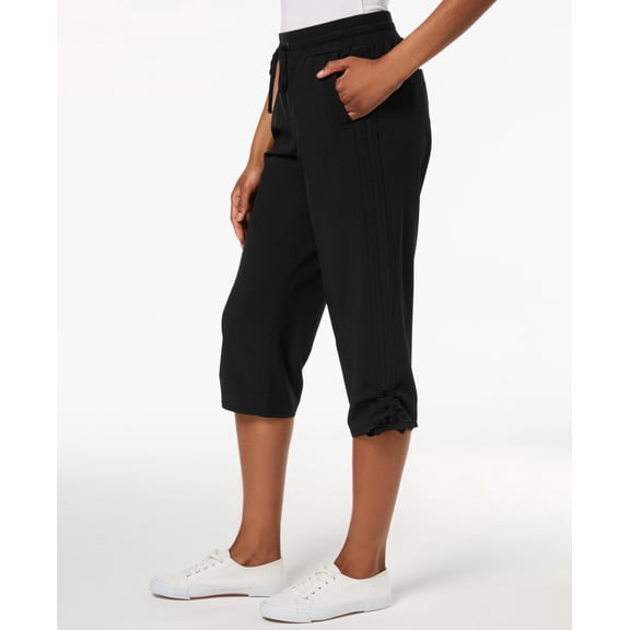 Style & Co Ruched Capri Jogger Pants Deep Black XS