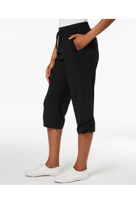 Style & Co Ruched Capri Jogger Pants Deep Black XS