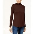 thumbnail image 1 of Style & Co Ruched Mock Neck Top Rich Truffle 2XL, 1 of 1