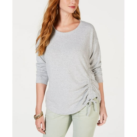Style & Co Ruched Tie Top Light Grey Heather XL