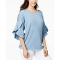 thumbnail image 1 of Style & Co Ruffled Crochet Inset Sweatshirt Blue Fog M, 1 of 1