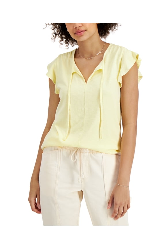 Style & Co Ruffled Sleeve Top Light Daffodil S