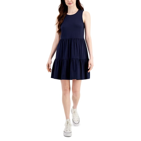Style & Co Ruffled Sleeveless Dress Industrial Blue S