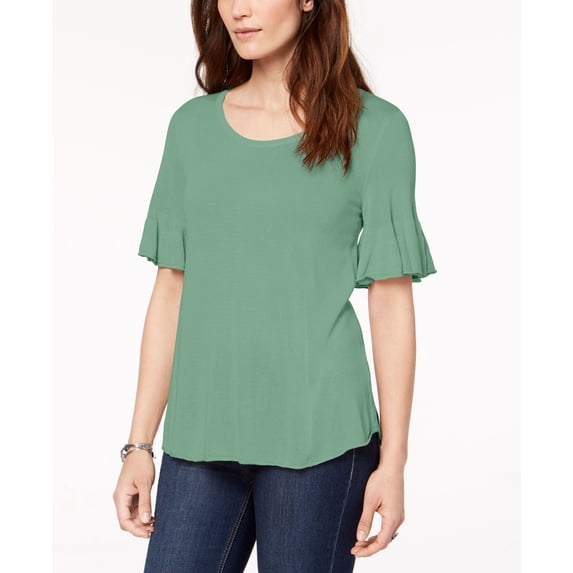 Style & Co Scoop Neck Bell Sleeve Sweater Sweet Mint M