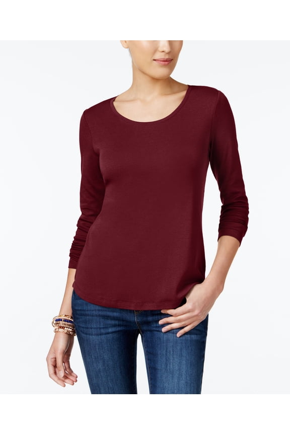 Style & Co Scoop Neck Top Cranberry M