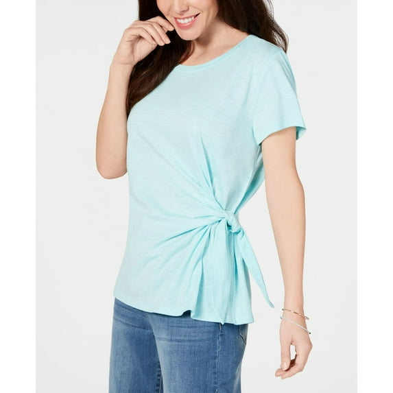 Style & Co Side Tie Top Refreshing Teal XL