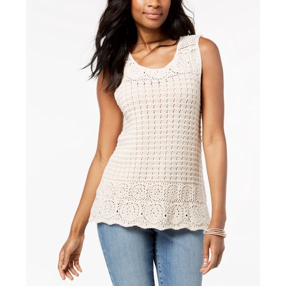 Style & Co Sleeveless Crochet Top River Rock XL