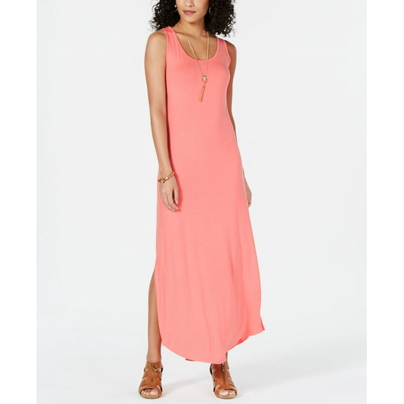 Style & Co Sleeveless Slit Maxi Dress Peach Berry L