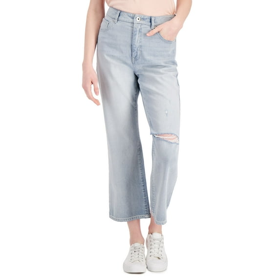 Style & Co Slouchy Fit High Rise Cropped Jeans Silver Valley 10