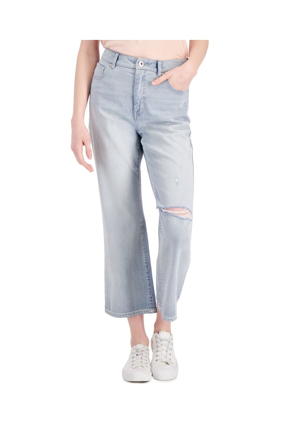 Style & Co Slouchy Fit High Rise Cropped Jeans Silver Valley 6