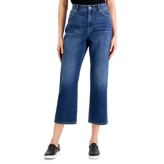 Style & Co Slouchy Fit High Rise Cropped Jeans Stormy Banks 14