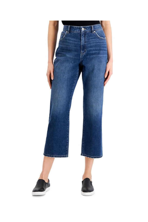 Style & Co Slouchy Fit High Rise Cropped Jeans Stormy Banks 14
