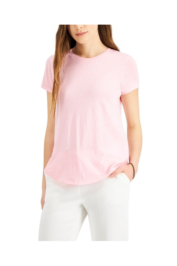 Style & Co Solid Burnout T-Shirt Pink Icing M
