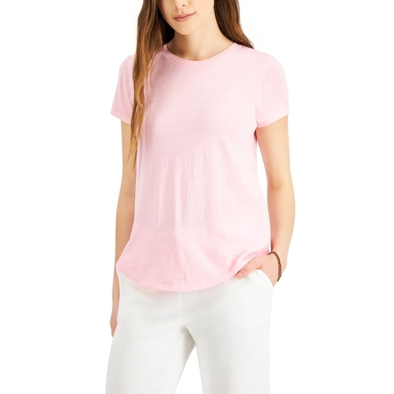 Style & Co Solid Burnout T-Shirt Pink Icing XL