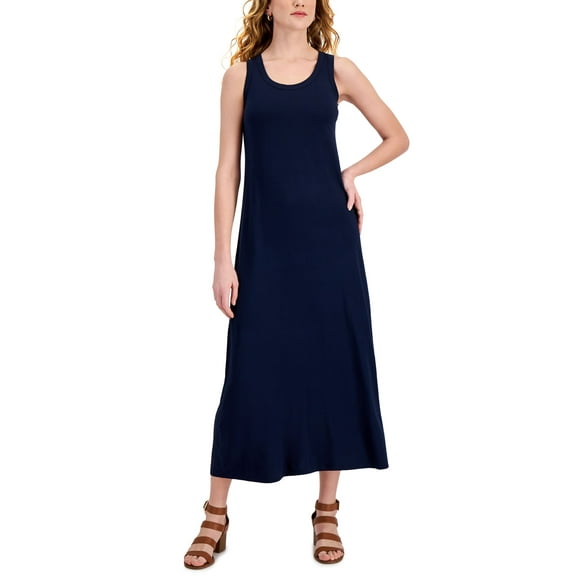 Style & Co Solid Maxi Knit Dress Industrial Blue PXL