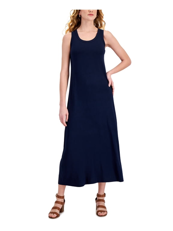 Style & Co Solid Maxi Knit Dress Industrial Blue PXS