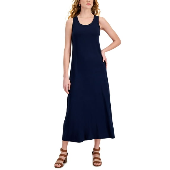 Style & Co Solid Maxi Knit Dress Industrial Blue PXS
