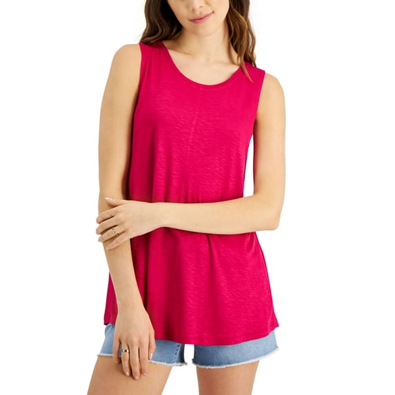 Style & Co Solid Swing Tank Top Sangria Wine L