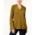 thumbnail image 1 of Style & Co Split Neck Bell Sleeve Sweater Spiced Cumin S, 1 of 1