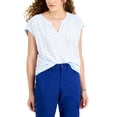 thumbnail image 1 of Style & Co Split Neck Top Spacious Skies S, 1 of 1