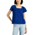 thumbnail image 1 of Style & Co Square Neck Eyelet Top Admiral Blue L, 1 of 1