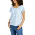 thumbnail image 1 of Style & Co Square Neck Eyelet Top Spacious Skies M, 1 of 1