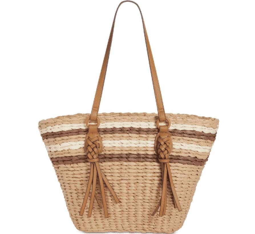 Style Co Straw Tote, Created for Macy's Natural Stripe