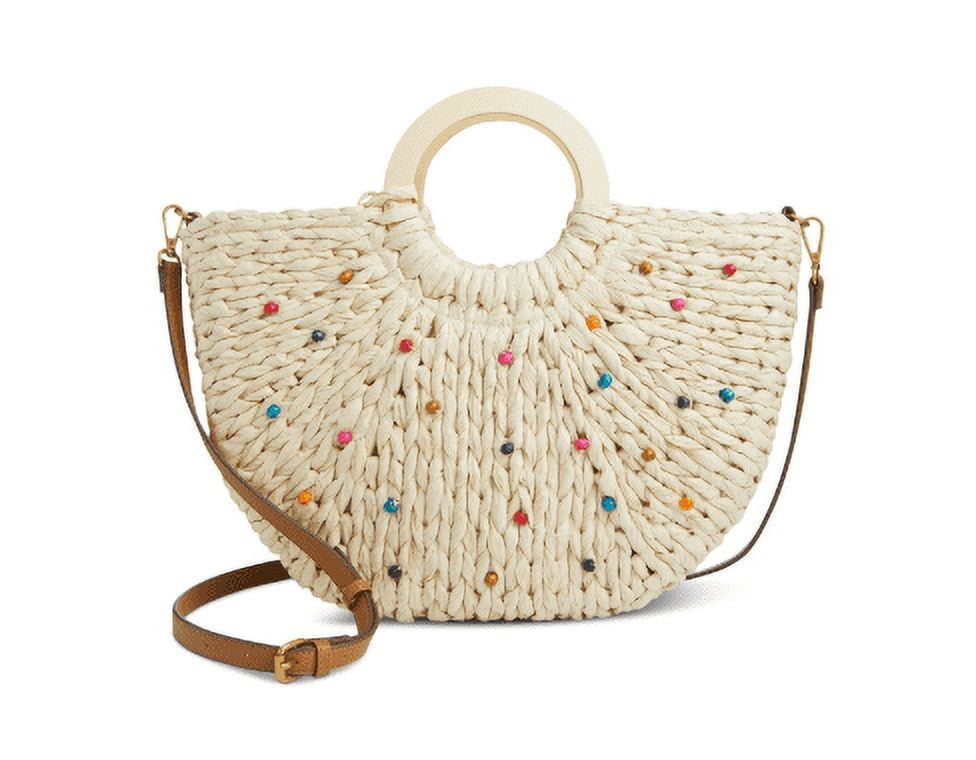 Style Co Straw Tote Crossbody, Created for Macy's Multi Beads