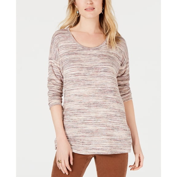 Style & Co Petite Striped Sweater Warm Blush PM