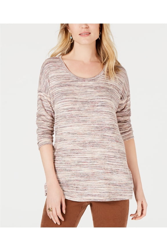Style & Co Petite Striped Sweater Warm Blush PM