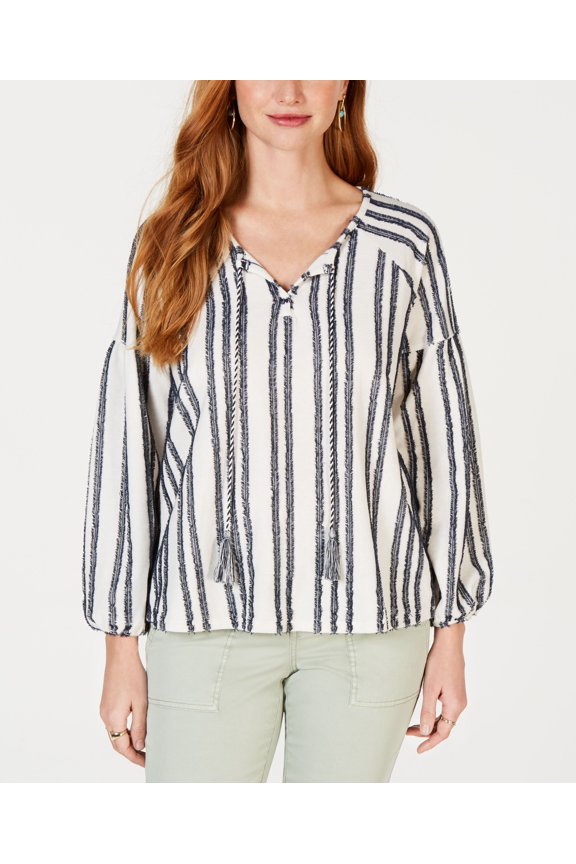 Style & Co Striped Tassel Top Hampton Stripe L