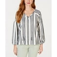 thumbnail image 1 of Style & Co Striped Tassel Top White Striped Peasant XL, 1 of 1