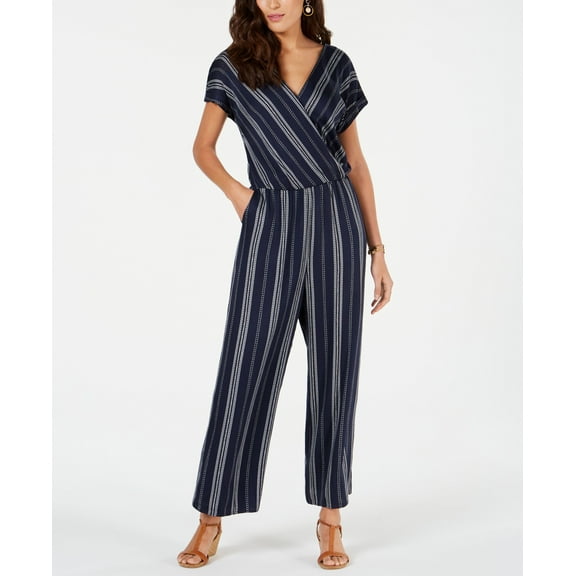 Style & Co Striped V Neck Jumpsuit Bohho Stripe XXL