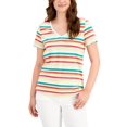 thumbnail image 1 of Style & Co Striped V Neck T-Shirt Happy Stripes XL, 1 of 1