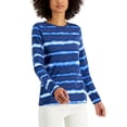 thumbnail image 1 of Style & Co Sunray Striped Long Sleeve Crewneck Top Riverside Dye XL, 1 of 1