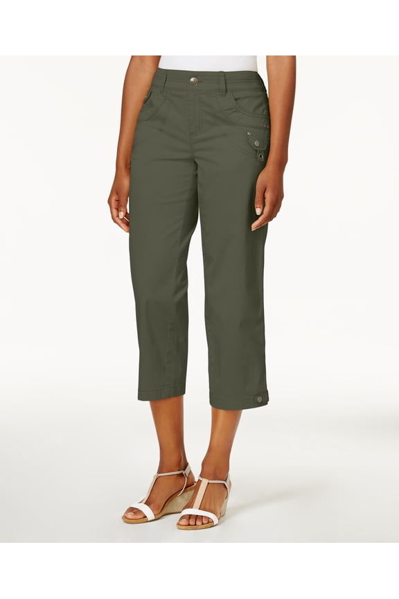 Style & Co Tab Pocket Capri Pants Olive Sprig 4