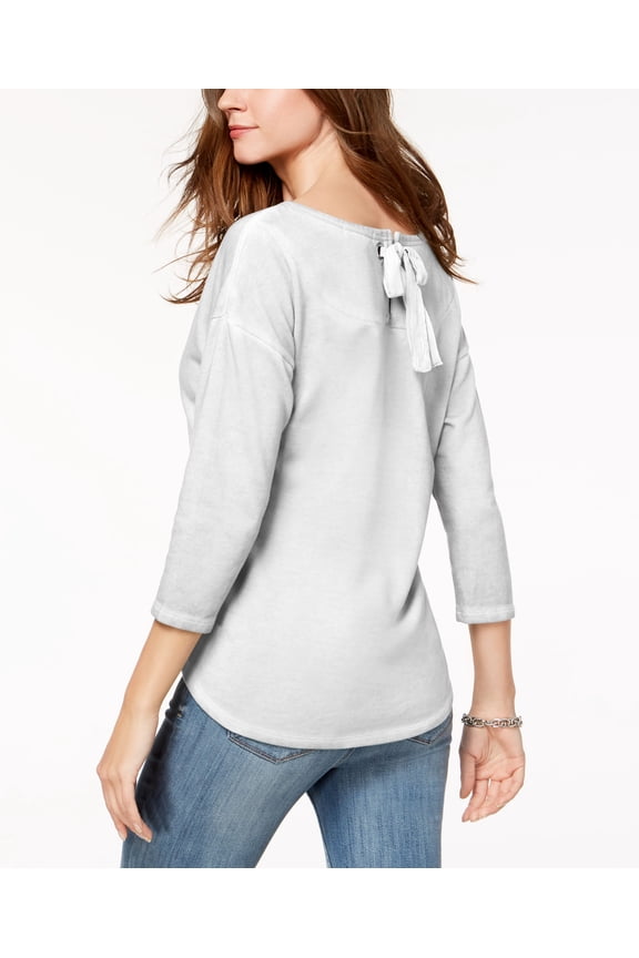 Style & Co Tie Back Top Grey M