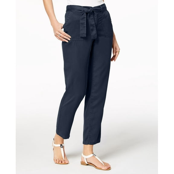 Style & Co Tie Belt Pants Industrial Blue 10