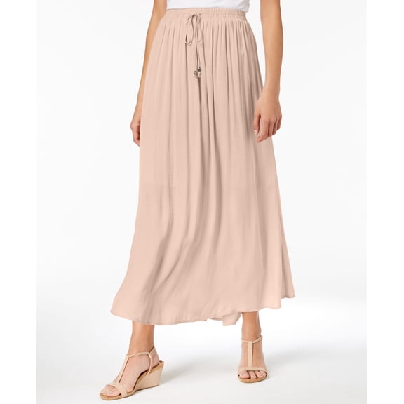 Style & Co Tie Front Maxi Skirt Crushed Petal XL