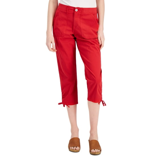 Style & Co Tie Hem Capri Pants Crimson Kiss 16