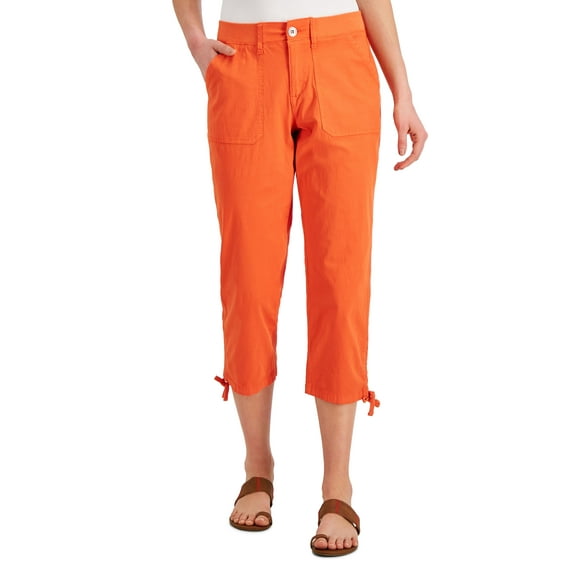 Style & Co Tie Hem Capri Pants Orange Pepper 4