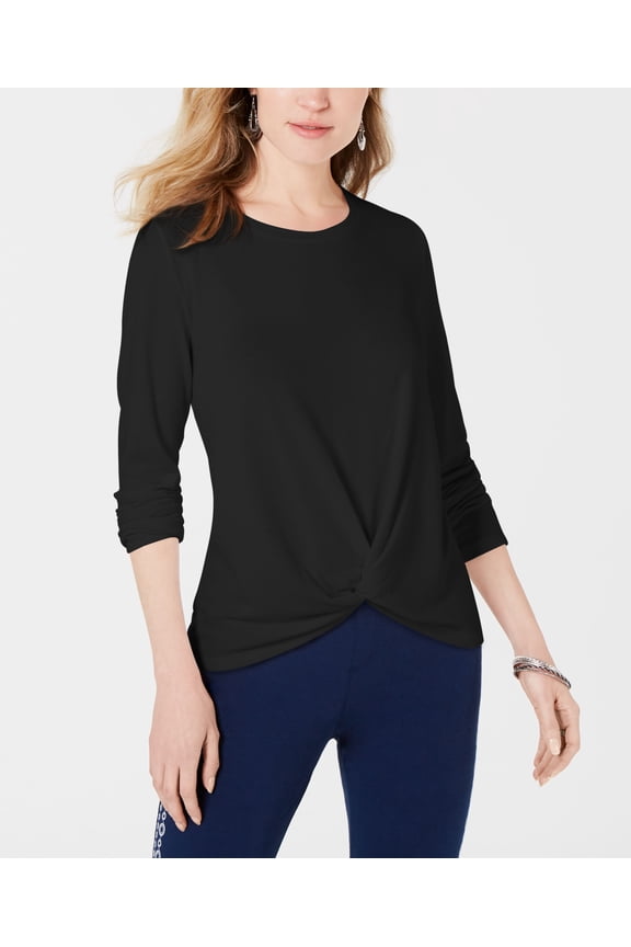 Style & Co Twist Front Top Black XL