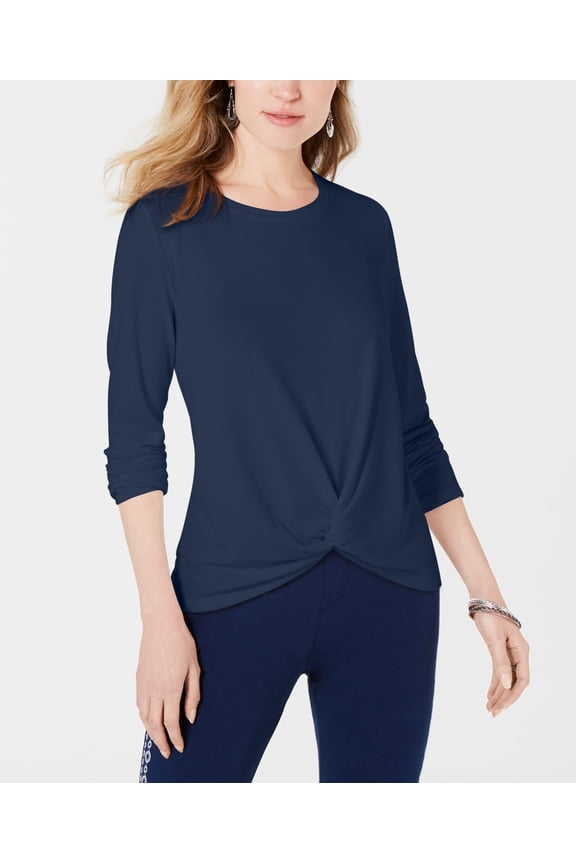 Style & Co Twist Front Top Timeless Navy M