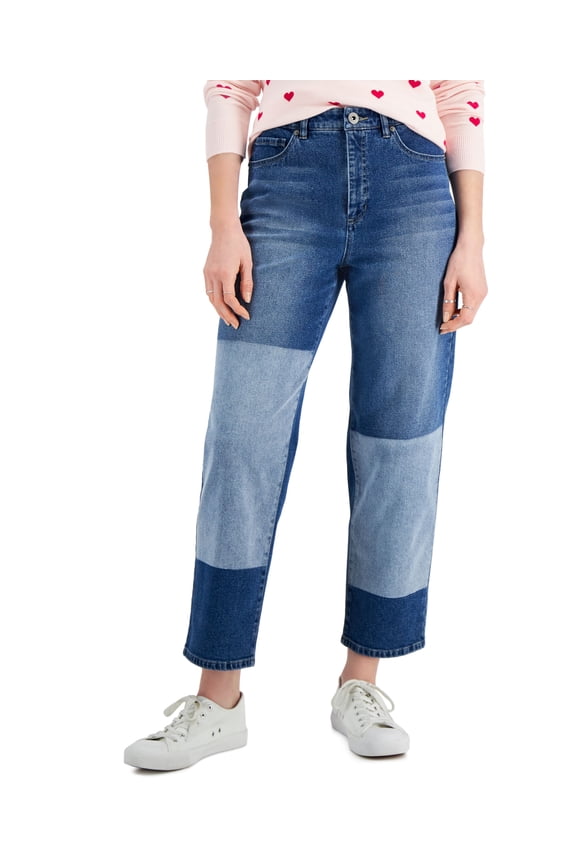 Style & Co Two Tone Straight Crop Jeans Shadow Wash 12