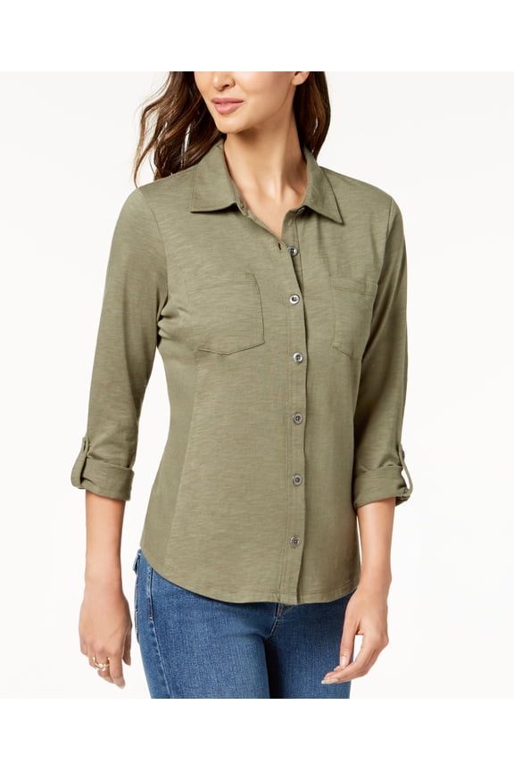 Style & Co Utility Shirt Sage 2XL